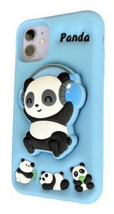 Силіконовий 3D чохол Musical Panda для iPhone 11 / блакитний 098929 фото