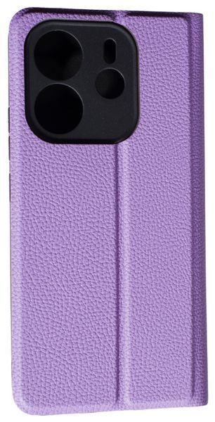 Кожаный чехол книжка Fibra case на Xiaomi Redmi Note 14 (4G) / фиолетовый 203038 фото