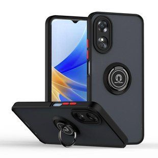 TPU чехол накладка Matte Ring Magnit для OPPO A58 4G черный (красные кнопки) 094856 фото