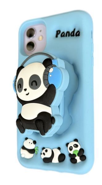 Силиконовый 3D чехол Musical Panda для iPhone 11 / голубой 098929 фото