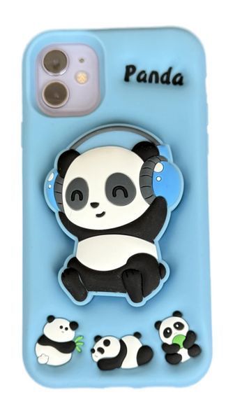 Силиконовый 3D чехол Musical Panda для iPhone 11 / голубой 098929 фото
