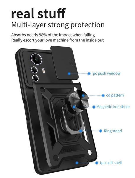PC + TPU чохол Camshield armor для Xiaomi Redmi Note 12S (4G) / червоний 089406 фото