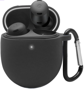 Силіконовий чохол із карабіном для Google Pixel Buds Pro чорний 089669 фото