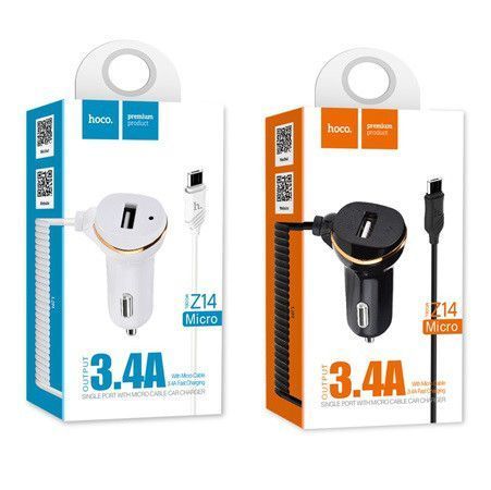 Автомобільна зарядка HOCO Z14 на 1 USB (2.1 A) + Micro USB cable (2 кольори) 51123 фото