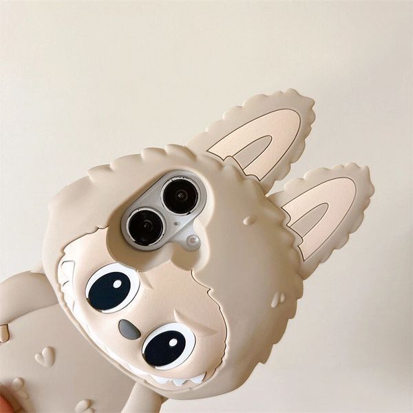 Гумовий 3D-чохол Labubu Toy для iPhone 15 Pro Max/сірий 099551 фото
