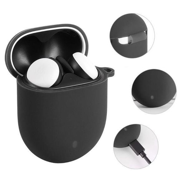 Силіконовий чохол із карабіном для Google Pixel Buds 2 чорний 091018 фото