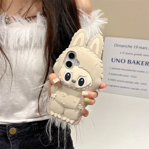 Гумовий 3D-чохол Labubu Toy для iPhone 15 Pro Max/сірий 099551 фото