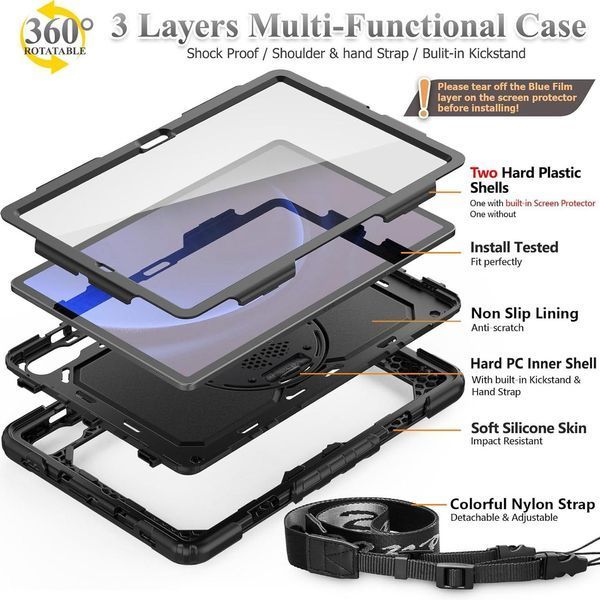 PC + TPU чехол Armor Cover Tablet на планшет Samsung Galaxy Tab S9 FE Plus (12.4") / черный 096959 фото