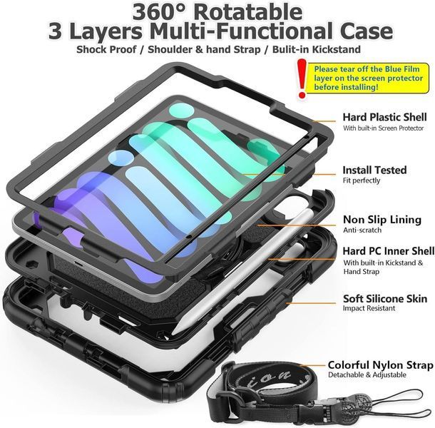 PC + TPU чохол Armor Cover Tablet на планшет Apple iPad mini 6 (8.3") 2021 / чорний 096956 фото