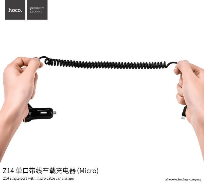 Автомобільна зарядка HOCO Z14 на 1 USB (2.1 A) + Micro USB cable (2 кольори) 51123 фото
