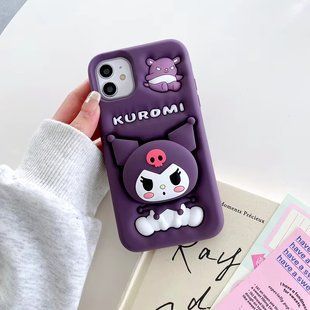 Чохол гумовий Kuromi case на iPhone 15/фіолетовий 099741 фото