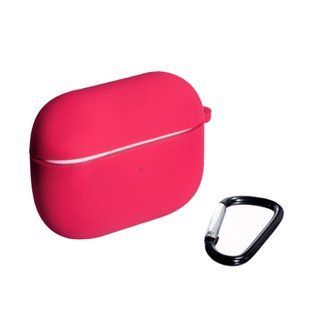 Силіконовий чохол (with fibra) з карабіном для AirPods Pro 2 (на аїрбос про 2) малиновий 087313 фото