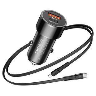 Автомобильная зарядка Baseus Small Screw PD Quick Charger + Cable (Lightning) 36W 1Type-C 1USB черный 16439 фото