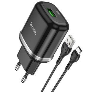 СЗУ Hoco N3 Home Charger Special single port QC3.0 charger set + (Type-C) 90365 фото