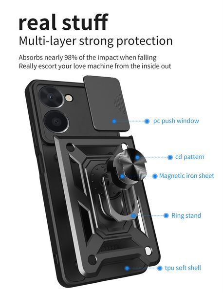 PC + TPU чехол Camshield armor для Realme C33 / черный 089416 фото