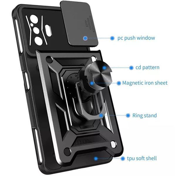 PC + TPU чохол Camshield armor на Xiaomi Poco F4 GT / чорний 087395 фото