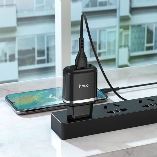 СЗУ Hoco N3 Home Charger Special single port QC3.0 charger set + (Type-C) 90365 фото