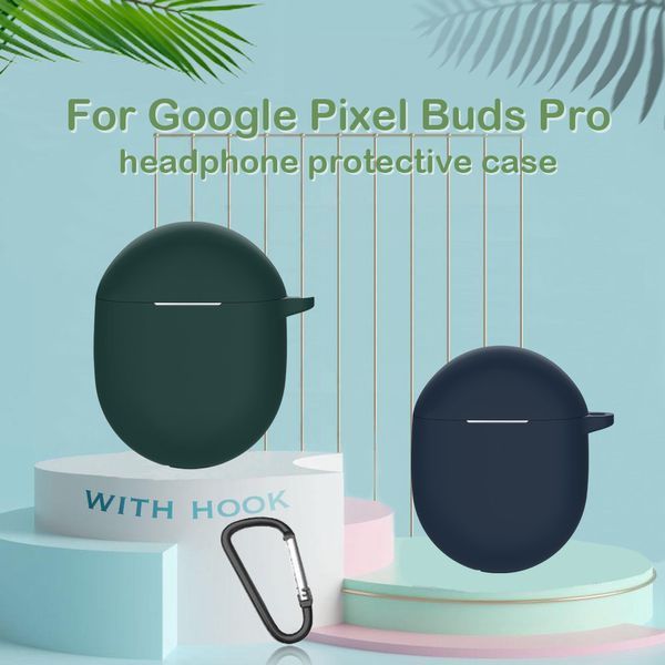 Силіконовий чохол із карабіном для Google Pixel Buds Pro синій 089670 фото