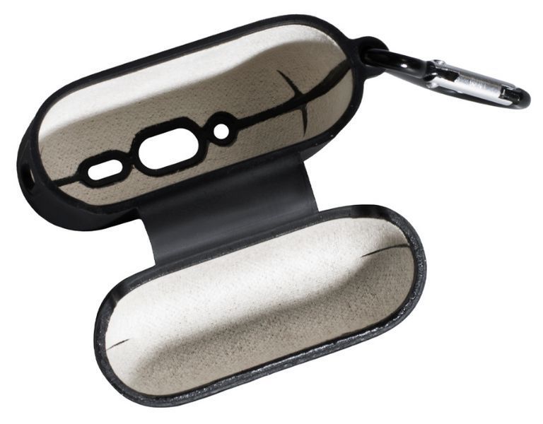 Силіконовий чохол із карабіном та мікрофіброю для AirPods Pro 3 / black 204162 фото