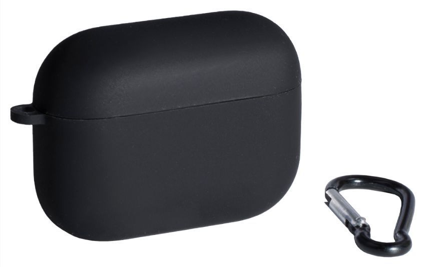 Силіконовий чохол із карабіном та мікрофіброю для AirPods Pro 3 / black 204162 фото