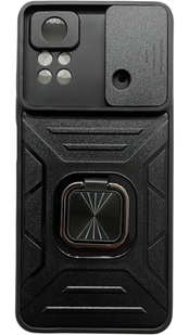 PC + TPU чехол Flash Camshield для Poco X4 Pro 5G (на поко х4 про) черный 086441 фото