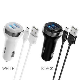 Автомобильная зарядка HOCO Z40 Superior на 2USB (2.4A) + micro USB (2 цвета) 87046 фото