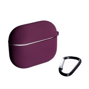 Силіконовий чохол (with fibra) з карабіном для AirPods Pro 2 (на аїрбос про 2) баклажановий 087314 фото
