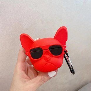 Силіконовий чохол із карабіном для AirPods 4/Bulldog red 098519 фото