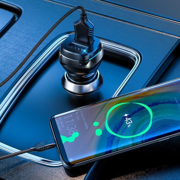 Автомобільна зарядка HOCO Z40 Superior на 2 USB (2.4 A) + micro USB (2 кольори) 87046 фото