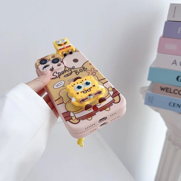 Силіконовий 3D чохол Funny Patrick для iPhone 15 Pro Max / на пудровому тлі (зі шнурком) 099441 фото