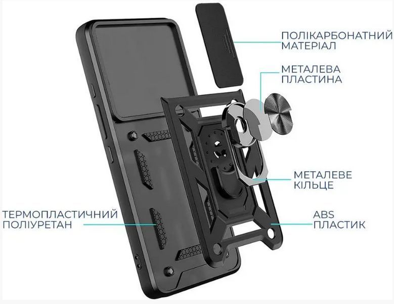PC + TPU чехол Camshield Armor для Tecno Spark 20 Pro / серебристый 097099 фото