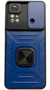 PC + TPU чехол Flash Camshield для Poco X4 Pro 5G (на поко х4 про) синий 086442 фото