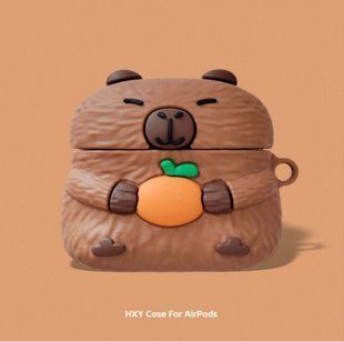Силіконовий чохол із карабіном для AirPods 4/Capybara 098520 фото