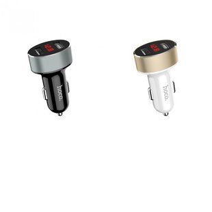 Автомобильная зарядка Hoco Z26 Charger Digital Display 2.1A 2USB (черный белый) 16441 фото