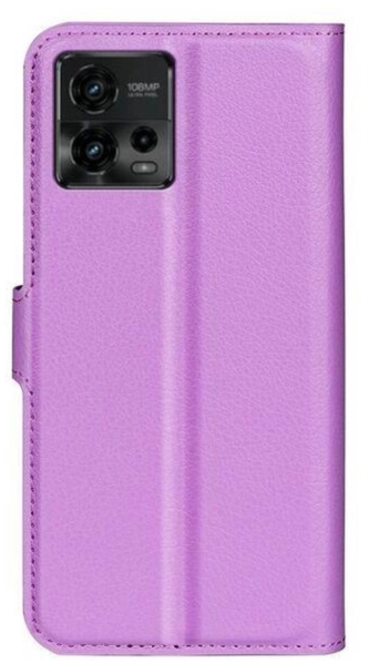 Кожаный чехол книжка Lichee для Motorola G72 фиолетовый 089770 фото