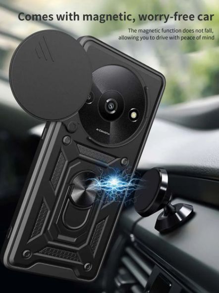 PC + TPU чехол Camshield armor для Xiaomi Redmi A3 / черный 095617 фото
