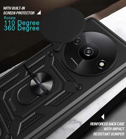 PC + TPU чехол Camshield armor для Xiaomi Redmi A3 / черный 095617 фото