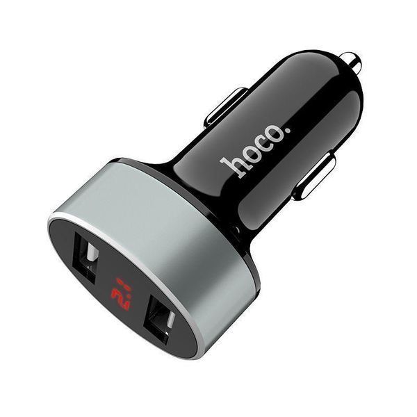 Автомобільна зарядка Hoco Z26 Charger Digital Display A 2.1 2USB (чорний білий) 16441 фото