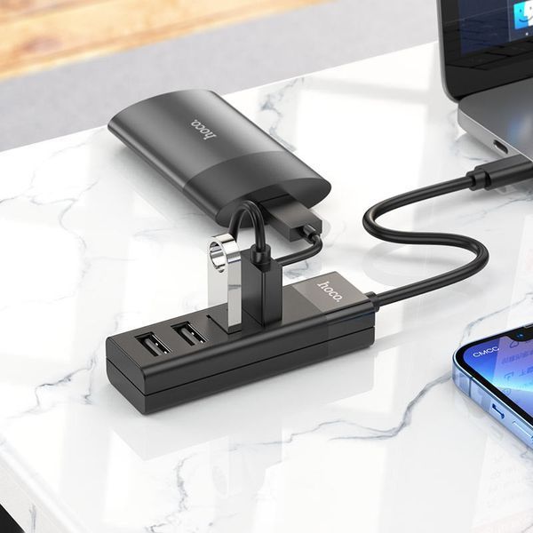 HUB переходник Hoco HB25 Easy mix 4in1 (Type-C to USB3.0+USB2.0*3) 87095 фото