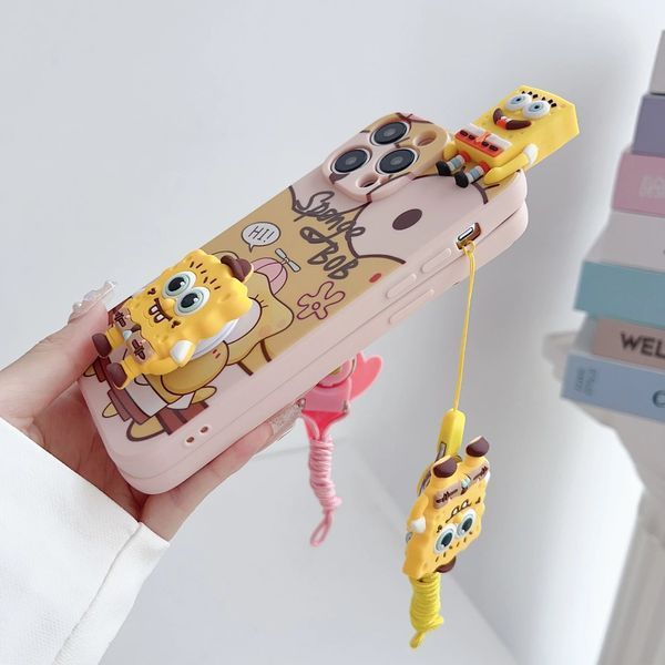 Силіконовий 3D чохол Funny Patrick для iPhone 15 Pro Max / на кольоровому тлі (зі шнурком) 099442 фото