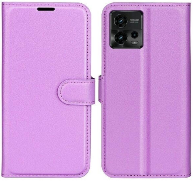 Кожаный чехол книжка Lichee для Motorola G72 фиолетовый 089770 фото
