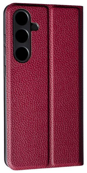 Шкіряний чохол книжка Fibra case на Samsung Galaxy S24 FE / бордовий 201404 фото