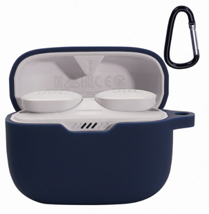 Силіконовий чохол із карабіном для JBL Tune 130 синій 89623 фото