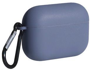 Силиконовый чехол с карабином и микрофиброй для AirPods Pro 3 / dark blue 204165 фото