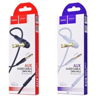 AUX кабель Hoco UPA15 With Mic (1m) чорний і білий 80592 фото