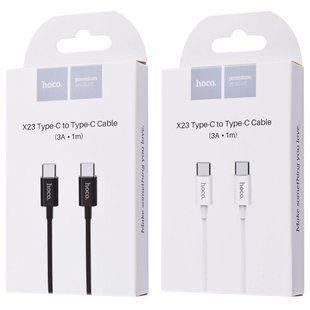 USB-кабель Hoco X23 Skilled Type-C to Type-C Cable (1m) (чорний і білий) 80622 фото