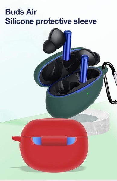 Силіконовий чохол із карабіном для Realme Buds Air 3 синій 89673 фото