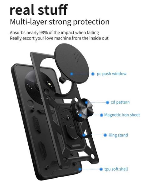 PC + TPU чехол Camshield armor для Xiaomi Redmi A3 / синий 095618 фото