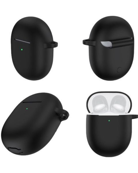 Силіконовий чохол з карабіном для Xiaomi Redmi Buds 4 (на бадс 4) чорний 87348 фото