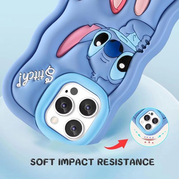 Чехол резиновый Lilo & Stitch case на iPhone 14 Pro / голубой 099355 фото